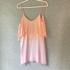 Blue Life Chiffon Ombre Asymmetrical Tunic Camisole Small #AD